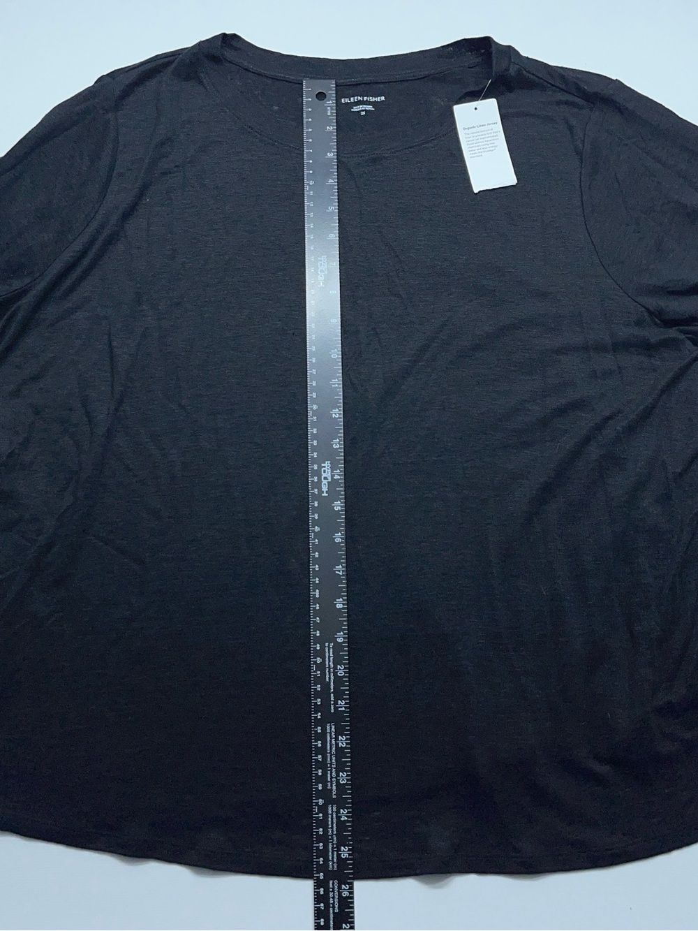 Eileen Fisher Organic Linen Jersey Crew Neck Long Sleeve Tee Womens 2X in Black - Picture 9 of 14